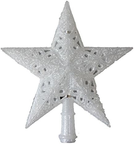 Country Silk 8.3" H Glittered Finish Star Tree Topper Christmas Tree Decoration White Frosted