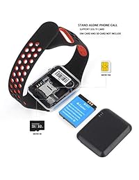 Smart Watch, Bluetooth Smart Watch with Touch Screen, Camera and SIM TF Card Slot, Pedometer, Music Play, Water Resistance Compatible with Android iOS Phone Samsung, Pixel, iOS Phone X8 7 6 6s Unisex