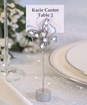 Chrome Butterfly Place Card Holder Spring Wedding Favors, 1 piece