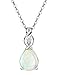 White Opal Necklace Teardrop Pendant October Birthstone Jewelry for Women 18 inch