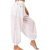 KKmeter Women's Belly Dance Pants Side Split Sequin Shiny Harem Arabian Dancing Performance Trousers