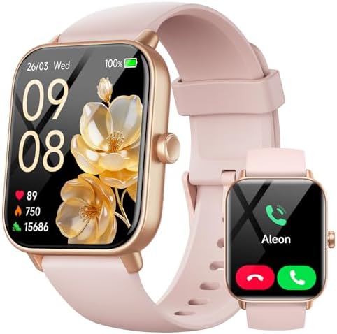 Reloj Inteligente Mujer con Llamadas,Whatsapp Notificaciones, 1.8" Smartwatch Mujer y Voz de Alexa,120+ Modos Deportes IP68 SpO2/Pulsómetro/Monitor de Sueño Relojes para iPhone Android
