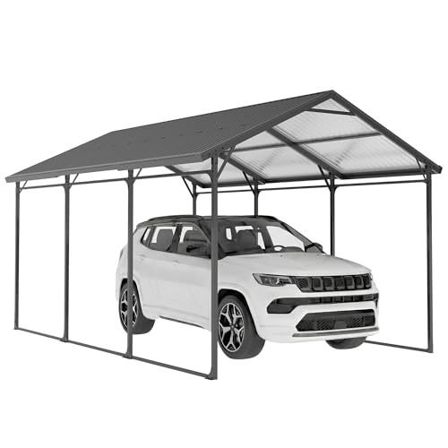 Outsunny 10 x 15FT Metal Carport, Heavy-Duty Carport Canopy with Reinforced Galvanized Steel Frame & Roof, All-Weather Protection Outdoor Garage for Truck Boat Tractor RV