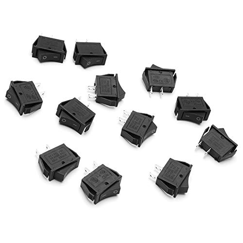 MXRS Boat Rocker Switch 12PCS Toggle Switch 20A/125V 15A/250V 2 Pin Toggle Switch SPST ON/Off for Car Auto Boat Household Appliances,Black