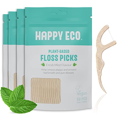Natural Dental Floss Picks (200) Vegan, Sustainable, Reusable Floss
