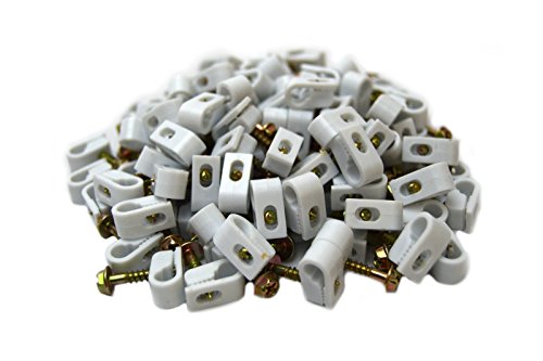 Best Connections 100 pcs Single White Mounting Flex Clips w/ Strain Relief Screw RG6 RG59 - Thumbnail 3