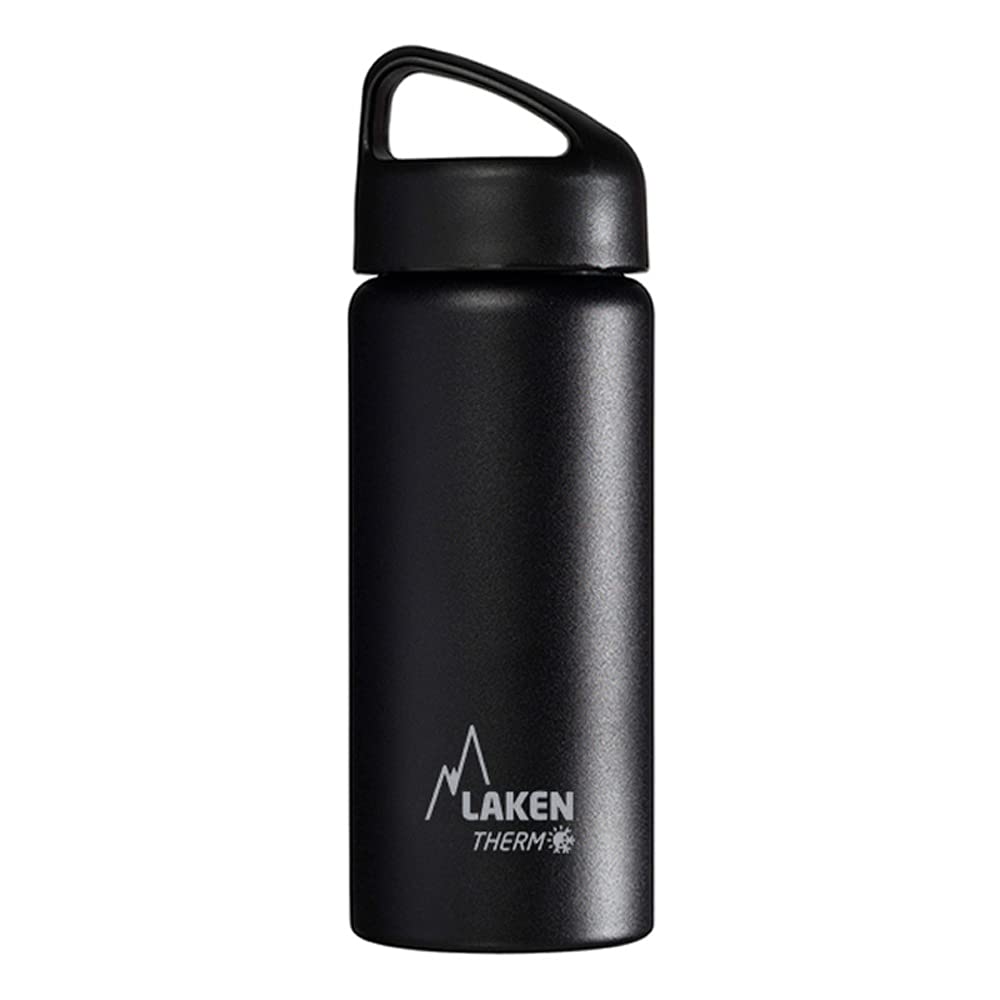 Laken Thermo Classic Vacuum Insulated Stainless Steel Water Bottle Wide Mouth - 500ml, Black