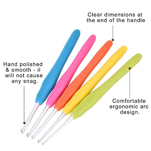 4 Kalawen+Ergonomic+Crochets+Aluminum+Knitting