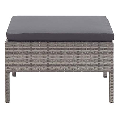 Tidyard 3-TLG. Poly Rattan Lounge Set, Modulare Gartenlounge 3 Sitzer Sofa, Sofa-Mittelstück Fußstütze Kissen Grau – Bild 7