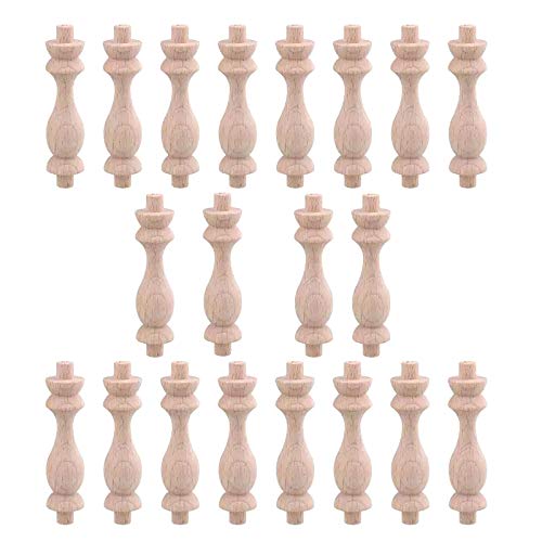 Stupottue 20 Pcs 7.6X1.8cm Beech Unpainted Unfinished Wood Craft Spindles Baluster for Home Restaurant Decor Repair Decoration