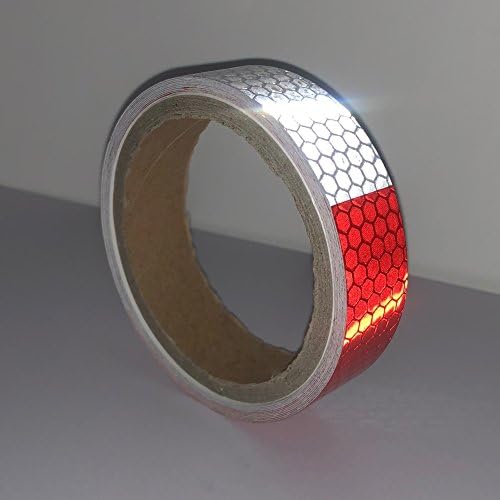 Red White Honeycomb Reflective Tape 1"10'-Waterproof Self-adhesive Trailer Reflector Tape-reflective Tape for Trucks,Trailers,Car,Warning Caution Conspicuity Tape