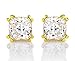NANA Cushion Cut Swarovski Zirconia Stud Earrings Silver & 14k Solid Gold Post 0.60cttw - 4.00cttw