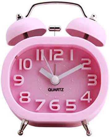 Sdfaw Creative Silent Night Light Pink Square Child Alarm Clock