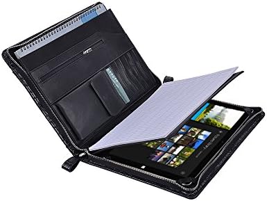 Deluxe Crocodile-Pattern Padfolio for Microsoft Surface Pro 4 / The New Surface Pro and A4 Notepad, Black