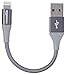 Amazon Basics Double Braided Nylon Lightning to USB A Cable, Advanced Collection - MFi Certified Apple iPhone Charger, Dark Gray, 4 Inch