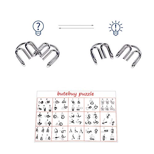 Livoty 15Pcs Metal Wire Puzzles Brain Teaser Metal Wire Puzzles Educational Toy Stress Reliever Gift for Kids Adult (Red) - Thumbnail 2