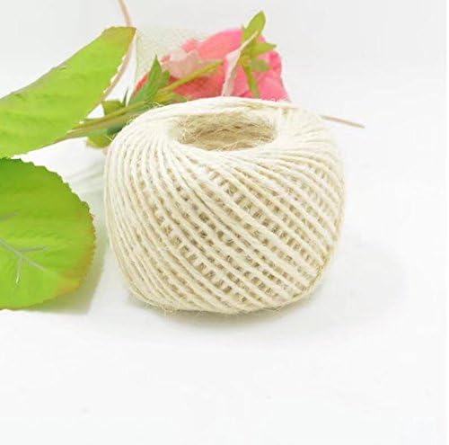 50 Meter - Colorful Textured Hessian Jute Twine String 2 mm 1-Ply - for Rustic Shabby Chic Wedding Card ,Gift Wrapping Decoration,Price Tag, DIY Craft Scrapbooking, Floristry