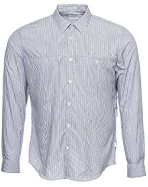 Calvin Klein Men's Light Purple Vertical Striped Button Down Shirt