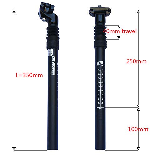 GANOPPER 27.2 Diameter Alloy Aluminum Damping Mountain Bicycle Seat Post Tube 350mm Length Black