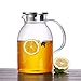75 Ounces Large Heat Resistant Glass Beverage Pitcher with Stainless Steel Lid, Borosilicate Water Carafe with Spout and Handle, Perfect for Homemade Juice and Iced Tea