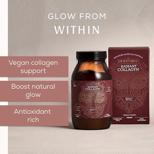 Ancient + Brave - Radiant Collagyn for Beauty 200 Grams - Vegan Collagen Powder with Chicory Root - Plant Based Supplement for Hair, Skin & Nails - Non-GMO, Paleo & Keto