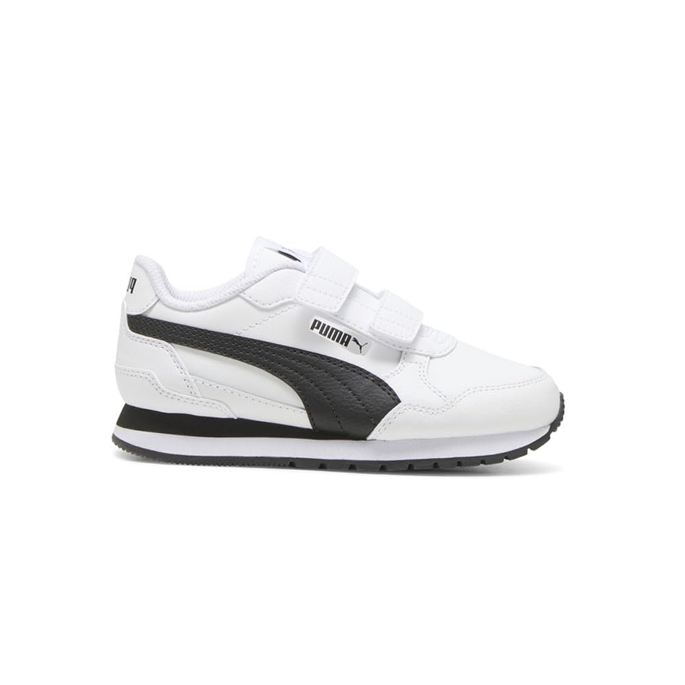 Puma Unisex-Child ST Runner Hook and Loop Shoes, White-Black-Cast Iron, Little Kid 2.5 Image