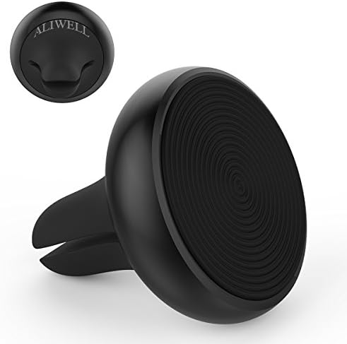 Car Phone Mount, ALIWELL 2017 New Design Aluminum Alloy Universal Air Vent Cell Phone Magnetic Car Mount Phone Holder for iPhone X / 8 / 7/ 6 6s Plus Samsung Galaxy S8 S7 S6 etc. (Black)