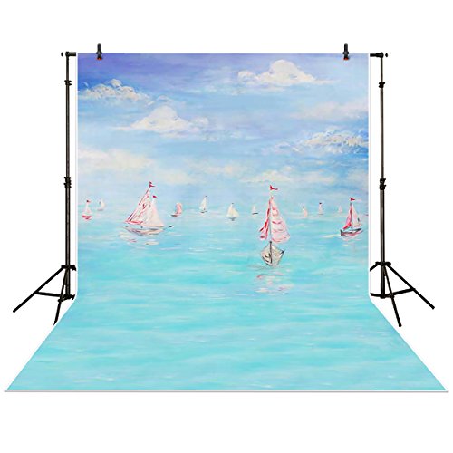 Funnytree5x7ft Photography backdrops background Blue bokeh ocean sailboat sky children boy newborn Photography studio