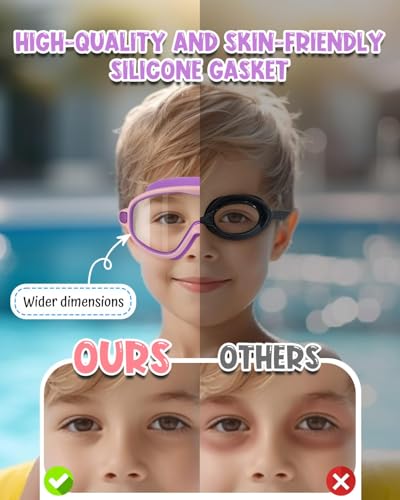 ORCHID M® 2 Pack Swimming Goggles for Child, Wide Vision Anti-fog UV Protection and Waterproof Pool,No Leaking Swim Glasses for Men Women Kids for Kids Boys Girls 3-15