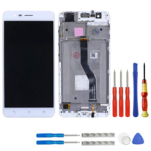 Swark AMOLED Display Compatible with Asus ZenFone 3 Zoom ZE553KL 5.5" Smartphone LCD Touch Screen Digitizer Assembly with Frame (White) + Tools