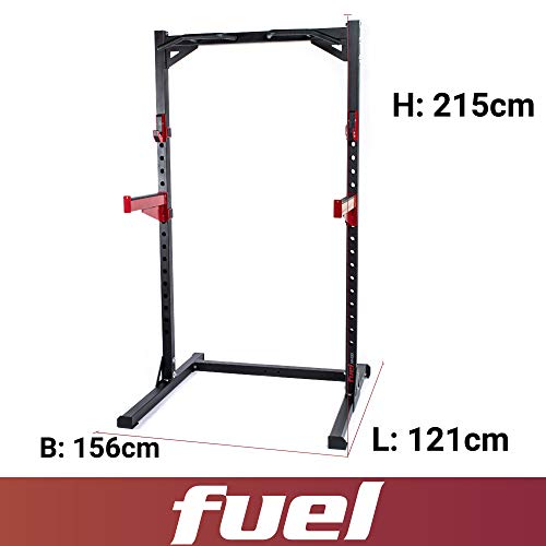 Fuel-Fitness-Half-Cage-HR300-Verstellbarer-Kniebeugestaender-mit-Sicherheitsablagen-Squat-Rack-mit-Langhantelstaender-Kniebeugestaender-mit-Klimmzugstange-bis-272kg-belastbar