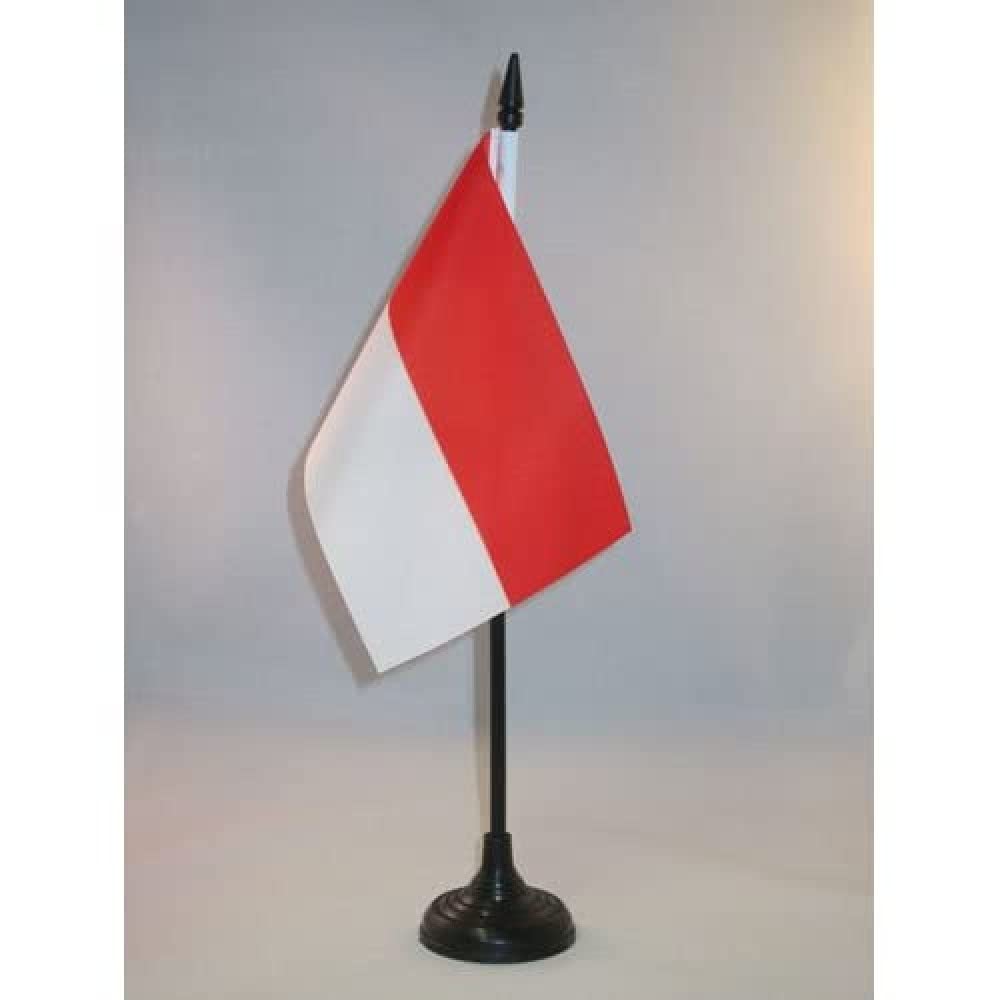 AZ FLAG Alsace Rot un Wiss Table Flag 5'' x 8'' - French region of Alsace Office Decoration 100% Polyester 21 x 14 cm - Mini Desk Flag with Pole and Black Plastic Base — image 1