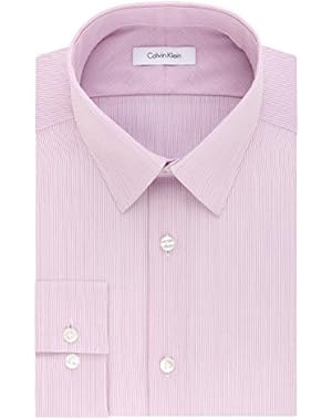 Calvin Klein Men's Non Iron Slim Fit Fineline Stripe Point Collar Dress Shirt
