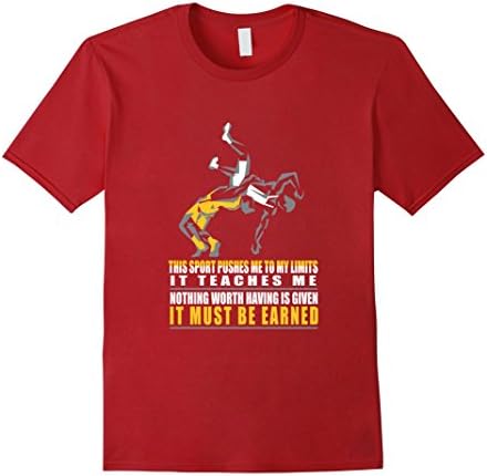Mens IT MUST BE EARNED Wrestling T-shirt Small Cranberry