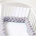 Hbitsae Baby Crib Bumper Knotted Braided Plush 78.7 inch 2m Baby Crib Bumper Knotted Nursery Gift Pillow for Newborns Bed Sleep Bumper (Gray)