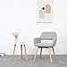 ceedment Small Modern Living Dining Room Accent Arm Chairs Club Guest with Solid Wood Legs(2, Light Grey)