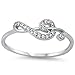 Cubic Zirconia Music Note .925 Sterling Silver Ring Size 7