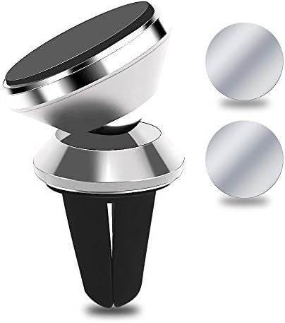 Car Phone Holder,Air Vent Magnetic Car Mount Phone Holder w/ 2 Metal Plate for iPhone X 8 7 Plus 6S 6 ,Galaxy S8 S7 S6 Edge, Note 8 5 4 2,Silver