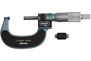 Mitutoyo 193-101 Digit Outside Micrometer, Ratchet Stop, 0-25mm Range, 0.01mm Graduation, +/-0.002mm Accuracy
