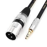 TISINO 3.5mm to XLR Cable Unbalanced 1/8 inch Mini Stereo Jack to XLR Male Adapter Microphone Cord - 1.6ft/50cm