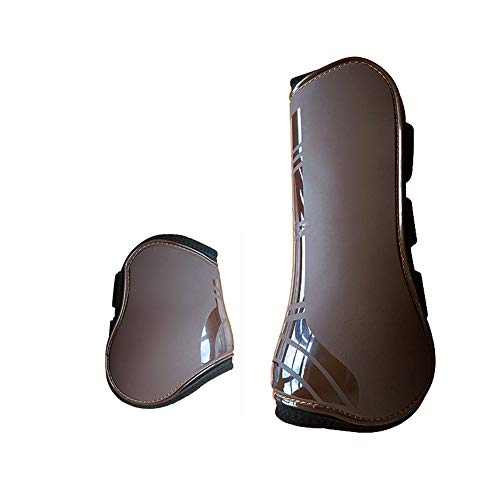 GEZICHTA 4 Pack Adjustable Front Hind Horse Leg Boots Protection Wraps, PU Shell Shockproof Horse Leg Protective Guards Protective Gear for Horse Jumping, Riding, Eventing - Thumbnail 2
