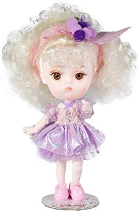 Chubby Girls Fortune Days Original 5 Inch Dolls(with Gift Box),26 Ball Joints Doll,Best BJD Gift for Girls (Grape)