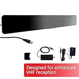 GE Indoor Amplified Digital HD TV Antenna, Modern Bar Design, Long Range Amplifier Signal Booster, Supports 4K 1080p VHF UHF HDTV, Smart TV Compatible, Black, 33691