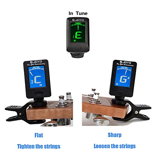 BDwing Guitar Tuner Clip-On Tuner Digital Electronic Tuner Acoustic with LCD Display for Guitar, Bass, Violin, Ukulele (4 PCS Picks Included) (Tuner + Capo) - Thumbnail 5