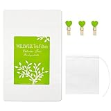 Tea Filter Bags Disposable Tea Bags for Loose Tea Empty Tea Bags Drawstring Paper Tea Bag (100 Count and 3 Free Clips) (White)
