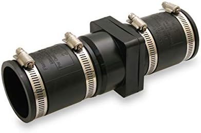 TQDW44 Plastic Sump Pump Check Valve with PVC Adapters and Stainless Steel Clamps, 2"x 2", Black