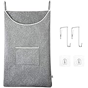 KEEPJOY Door-Hanging Laundry Hamper ,Space Saving Hanging laundry basket with Stainless Steal and Adhesive Hooks, Thicken Waterproof Hanging Laundry Bag Large Size 35”x22” for Laundry Over Door