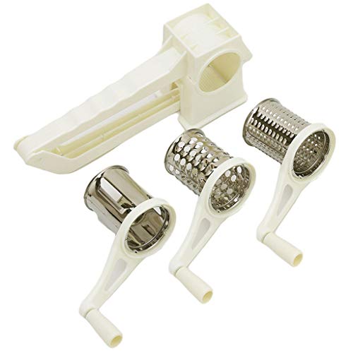 Binmer (TM) Kitchen Rotary Stainless Steel Cheese Grater Shredder Cutter Veggie Chopper Grinder With 3 Drum Blades