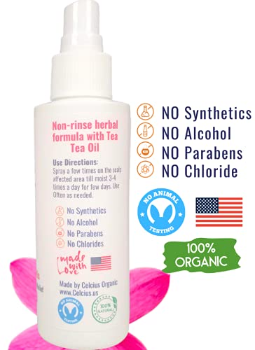 Tea Tree Hair and Scalp treatment Spray. Rapid relief from Dry Itchy Scalp Moisturizer and Anti-Dandruff. Herbal Tulsi with Tea Tree oil Hair and Body moisturizer.