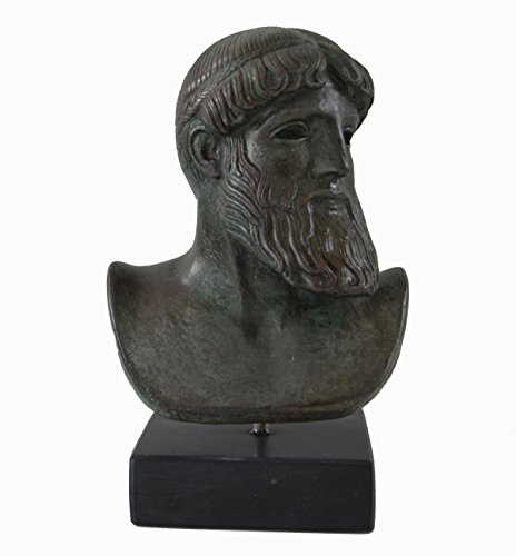 Estia Creations Artemision Zeus - Poseidon Ancient Greek God sculpture statue bust with bronze color effect